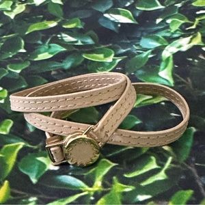 EUC House of Harlow Cream Leather Wrap Bracelet- Magnetic Gold Clasp